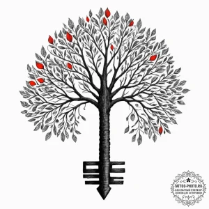 Tattoo sketch a tree whose shadow is a key, u... - эскиз тату (№1751619782_0, 04.07.2025 09:03) — tattoo-photo.ru