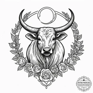 Tattoo design a taurus bull with venus's glyp... - эскиз тату (№1751619856_0, 04.07.2025 09:04) — tattoo-photo.ru
