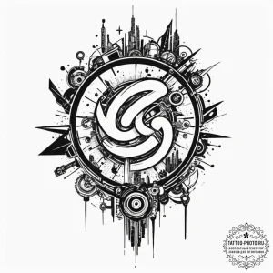 Tattoo sketch a "gg wp" in a sleek, futuristi... - эскиз тату (№1751620196_0, 04.07.2025 09:09) — tattoo-photo.ru
