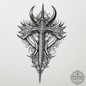 Tattoo design: a depiction of the forging of... - эскиз тату (№1751620537_0, 04.07.2025 09:15) — tattoo-photo.ru