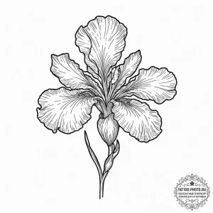 Iris, concept art for tattoo, black outline o... - эскиз тату (№1751620964_0, 04.07.2025 09:22) — tattoo-photo.ru