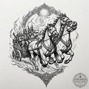 Tattoo sketch: a powerful image of dazhbog's... - эскиз тату (№1751621137_0, 04.07.2025 09:25) — tattoo-photo.ru