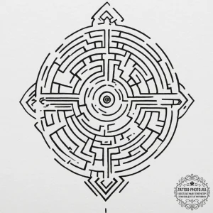A linework tattoo of the maze symbol from wes... - эскиз тату (№1751621557_0, 04.07.2025 09:32) — tattoo-photo.ru