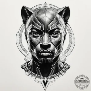 A graphic novel portrait of black panther, "w... - эскиз тату (№1751621726_0, 04.07.2025 09:35) — tattoo-photo.ru