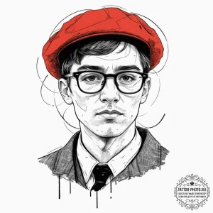 A neo-traditional portrait of max fischer fro... - эскиз тату (№1751622156_0, 04.07.2025 09:42) — tattoo-photo.ru