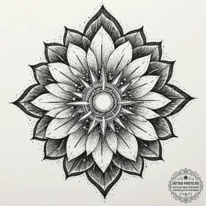 Tattoo design a stylized power core, radiatin... - эскиз тату (№1751622499_0, 04.07.2025 09:48) — tattoo-photo.ru