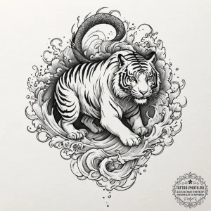 Tattoo design a traditional japanese tiger in... - эскиз тату (№1751623273_0, 04.07.2025 10:01) — tattoo-photo.ru