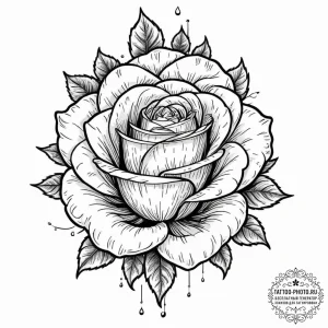 Tattoo design a single, vibrant red rose, ful... - эскиз тату (№1751623358_0, 04.07.2025 10:02) — tattoo-photo.ru