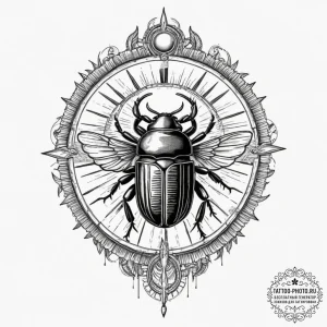 An egyptian scarab pushing the sun (is there,... - эскиз тату (№1751623702_0, 04.07.2025 10:08) — tattoo-photo.ru