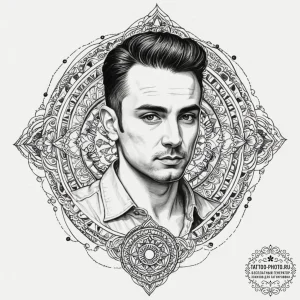 A neo-traditional portrait of the main charac... - эскиз тату (№1751623787_0, 04.07.2025 10:09) — tattoo-photo.ru