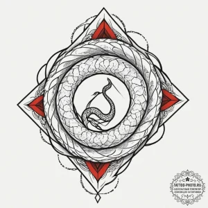 Tattoo design a geometric uroboros serpent, i... - эскиз тату (№1751624130_0, 04.07.2025 10:15) — tattoo-photo.ru