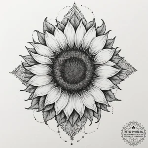 Tattoo sketch a sunflower following the path... - эскиз тату (№1751625417_0, 04.07.2025 10:36) — tattoo-photo.ru