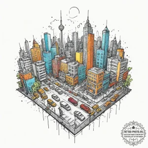 Urban & street scenes, tattoo line art, vibra... - эскиз тату (№1751626183_0, 04.07.2025 10:49) — tattoo-photo.ru