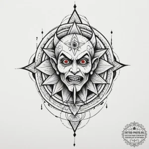 A minimalist tattoo of the pazuzu demon statu... - эскиз тату (№1751626269_0, 04.07.2025 10:51) — tattoo-photo.ru