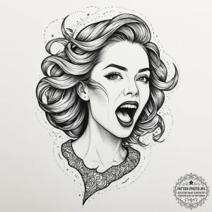 A sketch of a banshee, her scream visualized... - эскиз тату (№1751626780_0, 04.07.2025 10:59) — tattoo-photo.ru