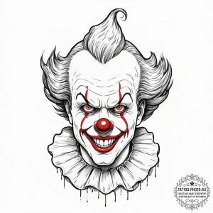 A neo-traditional tattoo of the clown from cl... - эскиз тату (№1751626955_0, 04.07.2025 11:02) — tattoo-photo.ru