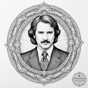 A graphic novel portrait of ron burgundy from... - эскиз тату (№1751627210_0, 04.07.2025 11:06) — tattoo-photo.ru
