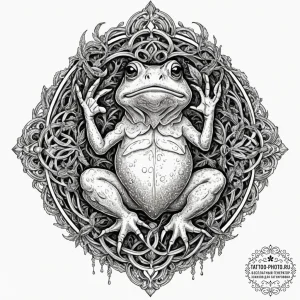 A neo-traditional tattoo of the toad from pan... - эскиз тату (№1751627812_0, 04.07.2025 11:16) — tattoo-photo.ru