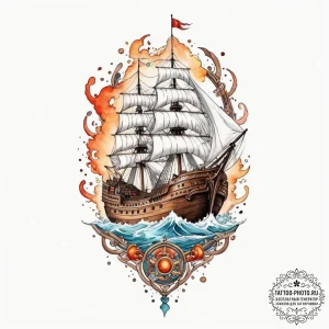 The ship naglfar from norse mythology, tattoo... - эскиз тату (№1751627897_0, 04.07.2025 11:18) — tattoo-photo.ru