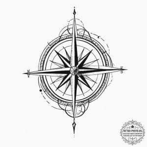 Tattoo design a compass pointing to an abstra... - эскиз тату (№1751628496_0, 04.07.2025 11:28) — tattoo-photo.ru