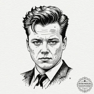 A watercolor sketch of the biff tannen charac... - эскиз тату (№1751628752_0, 04.07.2025 11:32) — tattoo-photo.ru