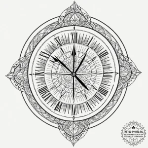 Tattoo design a door that is also a clock fac... - эскиз тату (№1751628923_0, 04.07.2025 11:35) — tattoo-photo.ru