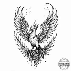 Tattoo design a phoenix whose talons are root... - эскиз тату (№1751629613_0, 04.07.2025 11:46) — tattoo-photo.ru