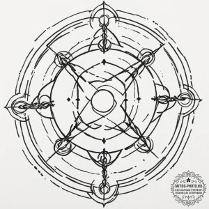 A dotwork tattoo of the transmutation circle... - эскиз тату (№1751629786_0, 04.07.2025 11:49) — tattoo-photo.ru