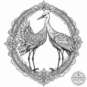 Crane, tattoo line art, bold outlines, thick... - эскиз тату (№1751629958_0, 04.07.2025 11:52) — tattoo-photo.ru