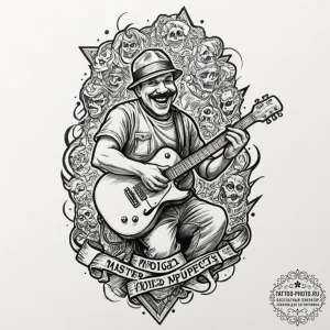 A sketch of eddie munson playing his guitar i... - эскиз тату (№1751635260_0, 04.07.2025 13:21) — tattoo-photo.ru