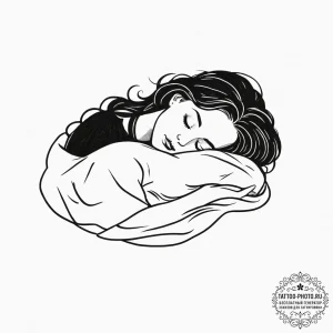 Tattoo design 'afk' with a sleeping character... - эскиз тату (№1751635888_0, 04.07.2025 13:31) — tattoo-photo.ru