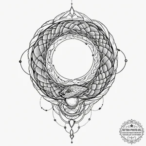 Tattoo design an uroboros serpent, its scales... - эскиз тату (№1751636996_0, 04.07.2025 13:49) — tattoo-photo.ru