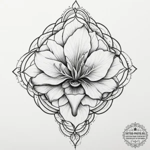 Pitcher plant, artistic tattoo sketch, geomet... - эскиз тату (№1751637164_0, 04.07.2025 13:52) — tattoo-photo.ru