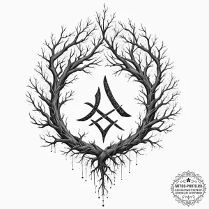 64. tattoo design: a "chernobog" rune intertw... - эскиз тату (№1751637248_0, 04.07.2025 13:54) — tattoo-photo.ru