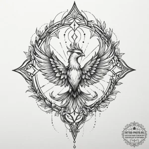 Tattoo sketch a phoenix that is also a tree,... - эскиз тату (№1751640418_0, 04.07.2025 14:46) — tattoo-photo.ru