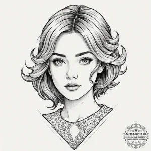 A sketch of makima from chainsaw man, with he... - эскиз тату (№1751640531_0, 04.07.2025 14:48) — tattoo-photo.ru