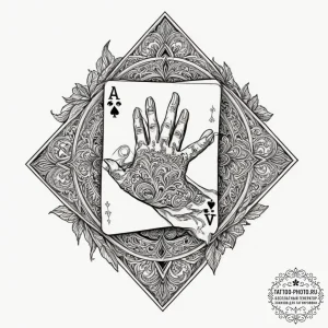 A person performing a magic trick with a deck... - эскиз тату (№1751640680_0, 04.07.2025 14:51) — tattoo-photo.ru