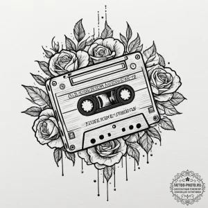 Tattoo design a cassette tape labeled "old so... - эскиз тату (№1751641144_0, 04.07.2025 14:59) — tattoo-photo.ru