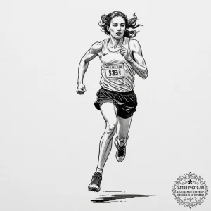 Tattoo design a marathon runner crossing the... - эскиз тату (№1751641470_0, 04.07.2025 15:04) — tattoo-photo.ru