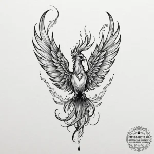 Tattoo sketch a phoenix drawn in a dynamic, s... - эскиз тату (№1751642510_0, 04.07.2025 15:21) — tattoo-photo.ru
