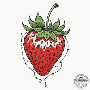 A macro shot of the surface of a strawberry,... - эскиз тату (№1751642596_0, 04.07.2025 15:23) — tattoo-photo.ru