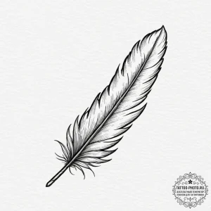 A bird feather turning into an ink quill, tat... - эскиз тату (№1751643013_0, 04.07.2025 15:30) — tattoo-photo.ru