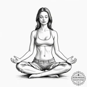 Tattoo design a stylized human figure meditat... - эскиз тату (№1751643273_0, 04.07.2025 15:34) — tattoo-photo.ru