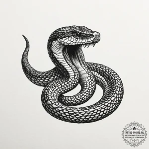 Cobra, tattoo drawing outline, on a clean whi... - эскиз тату (№1751643961_0, 04.07.2025 15:46) — tattoo-photo.ru