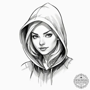 A watercolor sketch of spider-gwen (gwen stac... - эскиз тату (№1751644735_0, 04.07.2025 15:58) — tattoo-photo.ru
