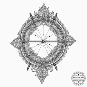 Tattoo sketch a traditional archery bow, unst... - эскиз тату (№1751645888_0, 04.07.2025 16:18) — tattoo-photo.ru