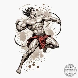 Tattoo design a powerful mythological hero (e... - эскиз тату (№1751646143_0, 04.07.2025 16:22) — tattoo-photo.ru