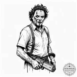 A sketch of leatherface from the texas chains... - эскиз тату (№1751646741_0, 04.07.2025 16:32) — tattoo-photo.ru