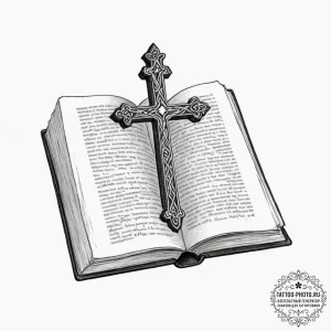Book, concept art for tattoo, on a clean whit... - эскиз тату (№1751647175_0, 04.07.2025 16:39) — tattoo-photo.ru