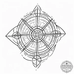 A drone shot of a perfectly symmetrical urban... - эскиз тату (№1751647865_0, 04.07.2025 16:51) — tattoo-photo.ru